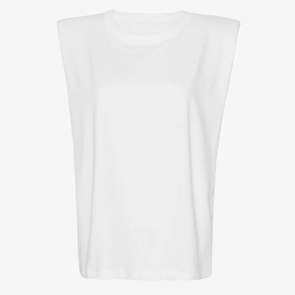The Frankie Shop Eva Padded Shoulder Muscle Sleeveless T-Shirt Tank White Small - Picture 3 of 8